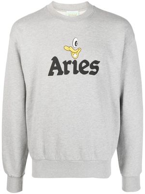 Aries logo-print cotton sweatshirt - Grey