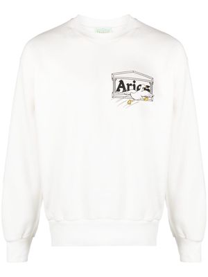 Aries logo-print cotton sweatshirt - White