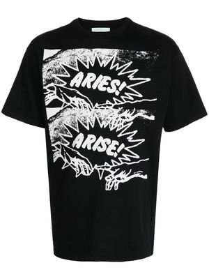 Aries logo-print cotton T-shirt - Black