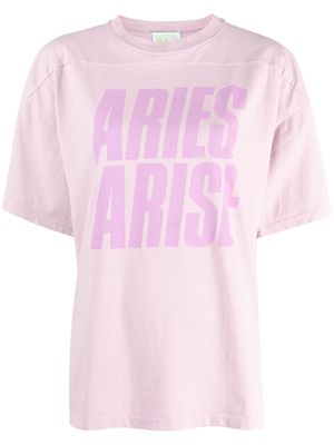 Aries logo-print cotton T-shirt - Purple