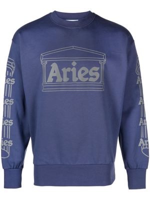 Aries logo-print crew-neck cotton sweatshirt - Blue