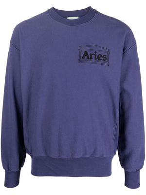 Aries logo-print crew neck jumper - Blue