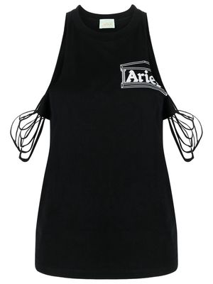 Aries logo-print draped-straps tank top - Black