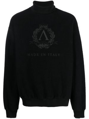 Aries logo-print fleece roll-neck sweatshirt - Black