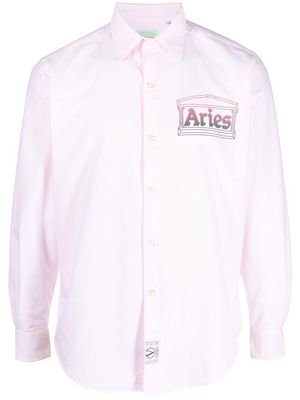 Aries logo-print long-sleeved shirt - Pink