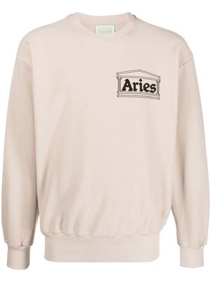 Aries logo-print ribbed sweatshirt - Neutrals