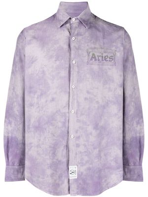 Aries logo-print striped shirt - Purple