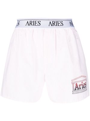 Aries logo-print striped track shorts - Pink