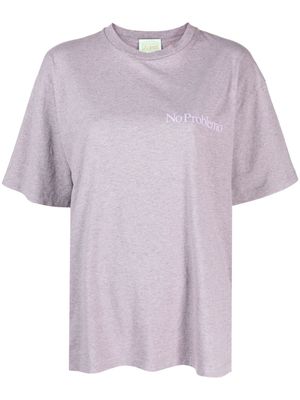 Aries mélange-effect logo-print T-shirt - Purple