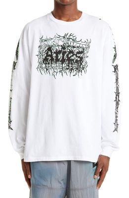 Aries Metal Logo Long Sleeve Graphic Tee in Wht White