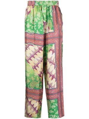 Aries paisley-print silk trousers - Green