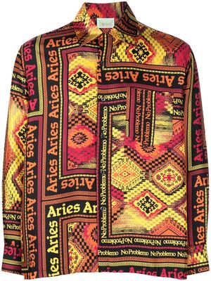 Aries scarf-print silk shirt - Yellow