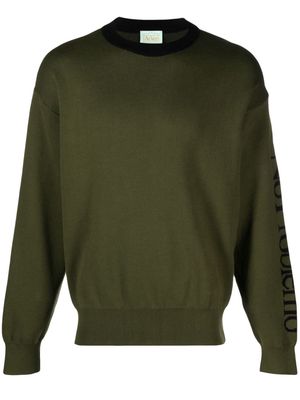 Aries slogan intarsia-knit jumper - Green
