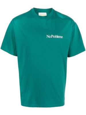Aries slogan-print cotton T-shirt - Green