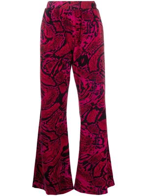 Aries snakeskin-print flared trousers - Pink