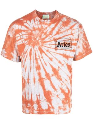 Aries tie-dye print logo T-shirt - Orange