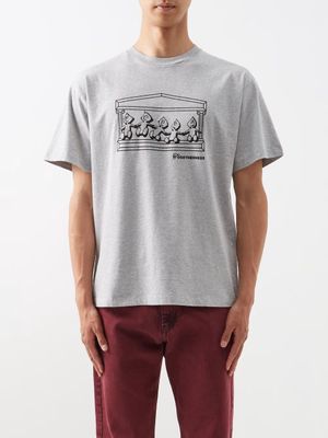 Aries - Togetherness-print Cotton-jersey T-shirt - Mens - Grey Marl