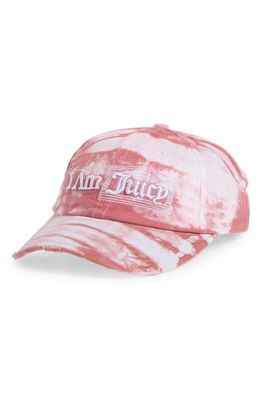 Aries x Juicy Couture Embroidered I Am Juicy Tie Dye Baseball Cap in Pnk Pink