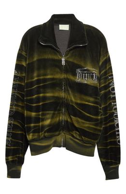 Aries x Juicy Couture Gender Inclusive Tie Dye Velveteen Zip Jacket in Black Green