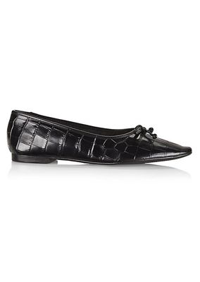 Arissa Croc-Embossed Leather Ballet Flat