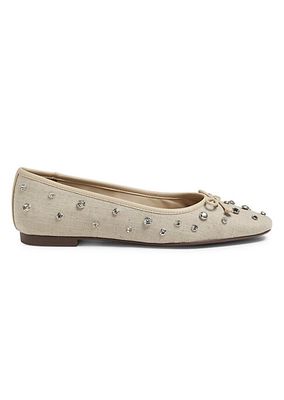 Arissa Shine Embellished Canvas Ballet Flats