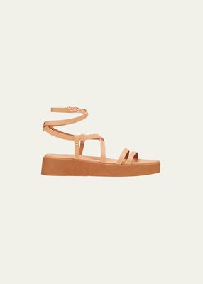 Aristea Leather Ankle-Strap Platform Sandals