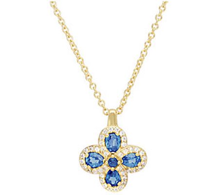 Ariva 14K Gold Blue & White Sapphire Pendant w/ Chain