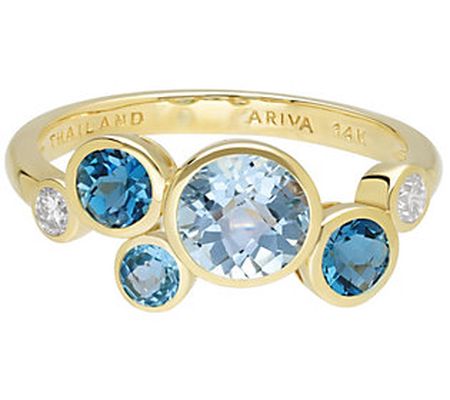 Ariva 14K Gold Blue Topaz & Diamond Accent Ring