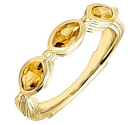 Ariva 14K Gold Clad Three Stone Citrine Ring