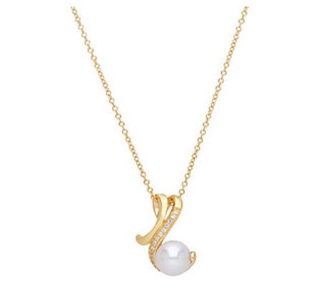Ariva 14K Gold Cultured Pearl & Sapphire Pendan t w/ Chain