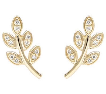 Ariva 14K Gold Diamond Laurel Climber Earrings