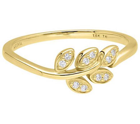 Ariva 14K Gold Diamond Laurel Ring