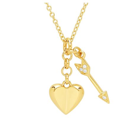 Ariva 14K Gold Diamond Love Struck Pendants w/ Chain