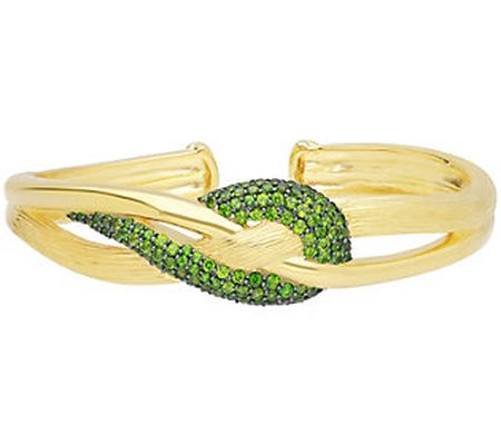 Ariva 18K Gold Clad Chrome Diopside Pave S wirl Cuff