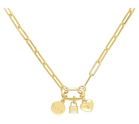 Ariva 18K Gold Clad Love Charm Necklace