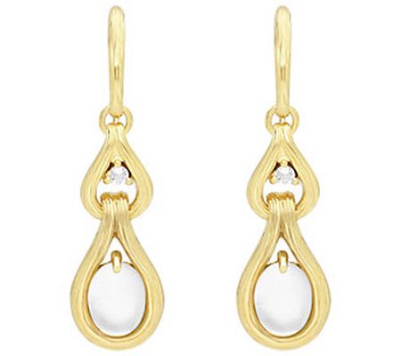 Ariva 18K Gold Clad Mother of Pearl Calypso D a ngle Earrings