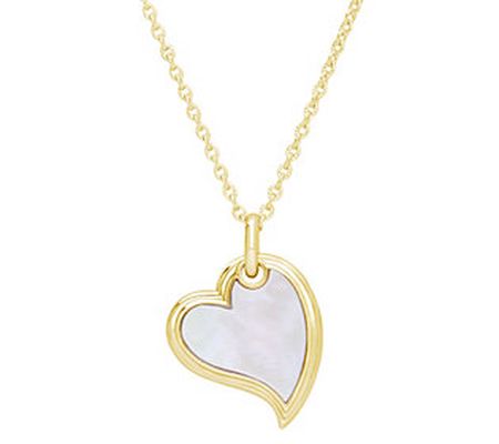 Ariva 18K Gold-Clad Mother-of-Pearl Heart Penda nt with Chain