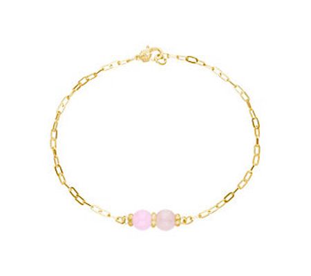 Ariva 18K Gold Clad Pink Jade Ankle Bracelet