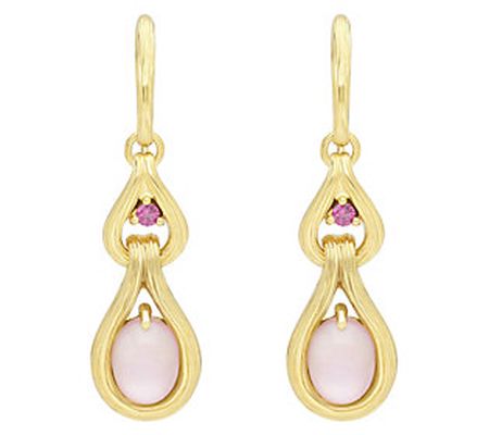 Ariva 18K Gold Clad Pink Mother of Pearl Calyps o Earrings