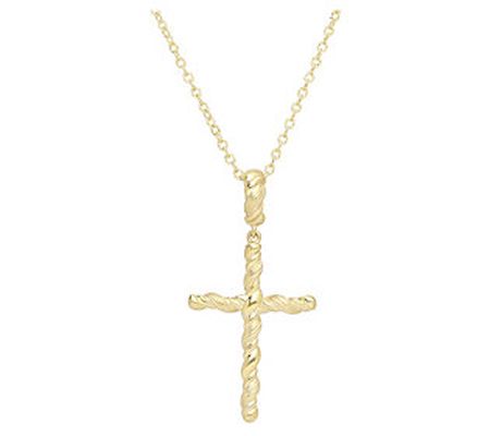 Ariva 18K Gold Clad Silk Wrapped Cross Pendant / Chain