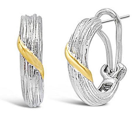 Ariva 3/4" Sterling Silver & 14K Gold Clad Ho o p Earrings