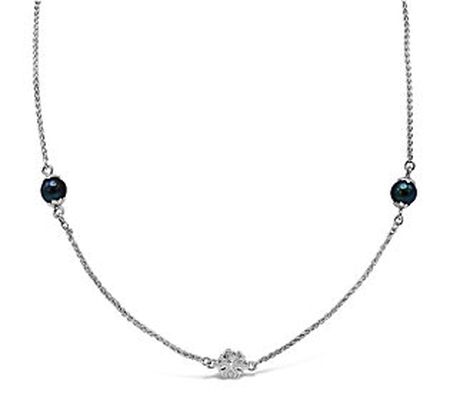 Ariva Sterling and Cultured Freshwater Pearl St ations Necklace