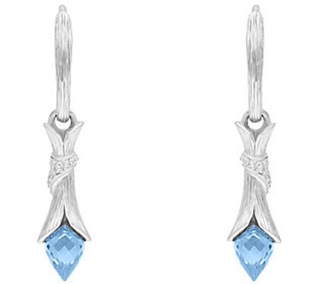 Ariva Sterling Blue Topaz & Diamonique Dew D ro p Earrings