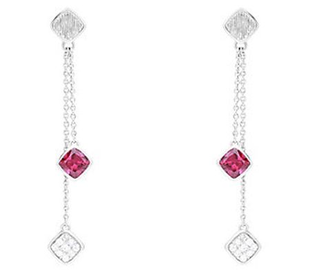 Ariva Sterling Rhodolite & White Sapphire Dangl e Earrings