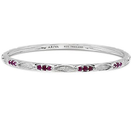 Ariva Sterling Silver 1.40 cttw Ruby Textured B angle