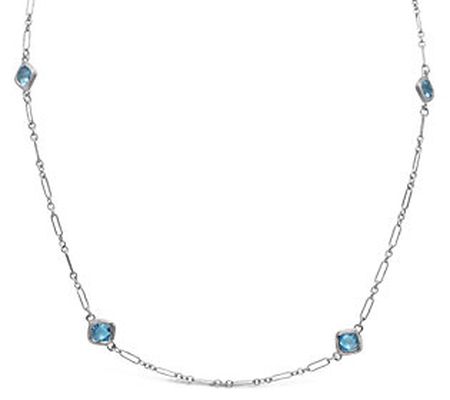 Ariva Sterling Silver 3.10 cttw Blue Topaz Stat ion Necklace