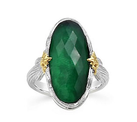 Ariva Sterling Silver & 18K Gold Chalcedony Dou blet Ring