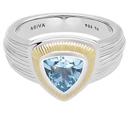Ariva Sterling Silver & 18K Gold Clad Blue Topa z Ring