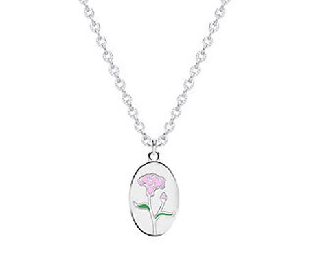 Ariva Sterling Silver Birth Flower Pendant with Chain