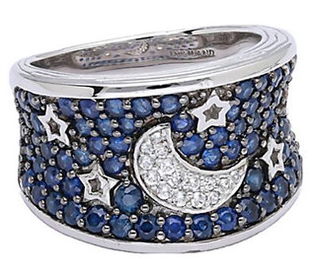 Ariva Sterling Silver Blue & White Sapphire Gal axy Ring